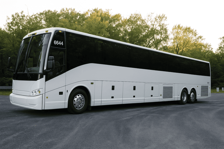 exterior of Charter Bus Rental Revere coach bus